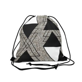 Drawstring Bag, Black And White Triangular Colorblock