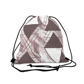 Drawstring Bag, Mauve Rose And White Triangular Colorblock