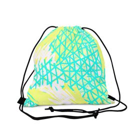 Drawstring Backsac Bag - Cyan Blue Lime Green And White Pattern