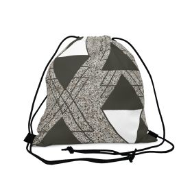 Drawstring Bag, Brown And White Triangular Colorblock