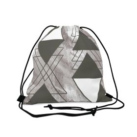 Drawstring Bag, Ash Grey And White Triangular Colorblock