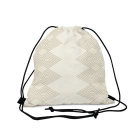 Drawstring Bag, Beige And White Tribal Geometric Aztec Print