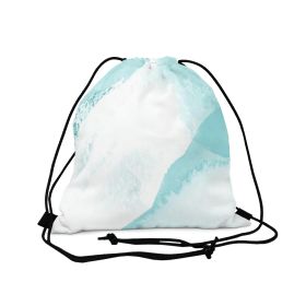 Drawstring Bag, Subtle Abstract Ocean Blue And White Print