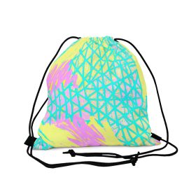 Drawstring Backsac Bag - Cyan Blue Lime Green And Pink Pattern