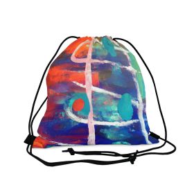 Drawstring Bag, Multicolor Abstract Expression Pattern 030423b