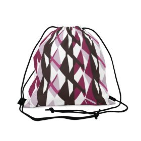 Drawstring Backsac Bag - Mauve Pink And Maroon Geometric Pattern