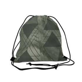 Drawstring Bag, Olive Green Triangular Colorblock