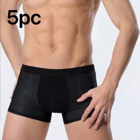 Ice silk men's underwear mesh boxer (Option: Black 5pc-XL)