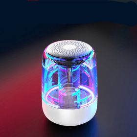 Portable Speakers Bluetooth Column Wireless Bluetooth Speaker Powerful Bass Radio with Variable Color LED Light (Option: 5w-White)