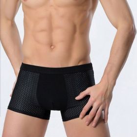 Ice silk men's underwear mesh boxer (Option: Black-5XL)