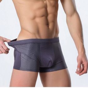 Ice silk men's underwear mesh boxer (Option: Gray-XL)