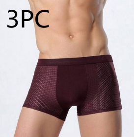 Ice silk men's underwear mesh boxer (Option: 3 pcs Red-XXL)