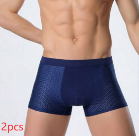 Ice silk men's underwear mesh boxer (Option: Royal blue 2PCS-XXL)