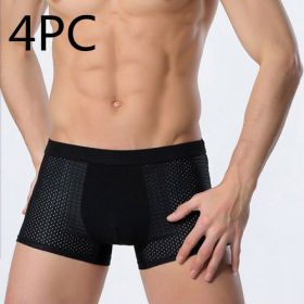 Ice silk men's underwear mesh boxer (Option: Black 4PC-L)