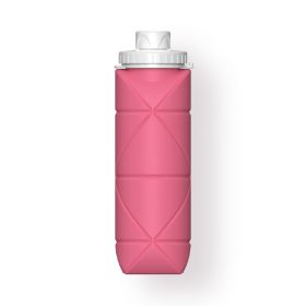 20oz Durable Collapsible Water Bottles Leakproof Valve Reusable BPA Free Silicone Foldable Travel Water Bottle For Gym Camping Hiking Travel Sports (Color: pink)