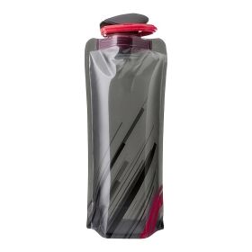 24oz Portable Foldable Sports Water Bottle For Outdoor Camping Hiking Backpacking Cycling Running (Color: Black)