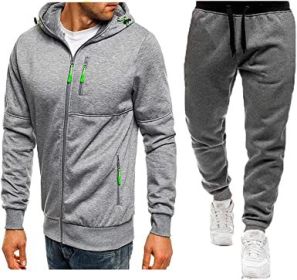 Mens 2 Piece Tracksuit Zipper Cardigan Hoodie Pants Sport Suit Running Jogging Athletic Casual Tracksuit Set (size: L)