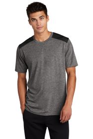 Sport-Tek PosiCharge Tri-Blend Wicking Draft Tee ST410 (Color: Black/ Dark Grey Heather)