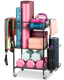 Home Gym Workout Equipment Storage Rack (Color: Black)