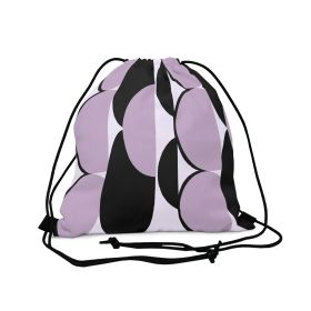 Drawstring Backsac Bag - Geometric Lavender And Black Pattern (size: 14” x 13”)