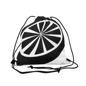 Drawstring Backsac Bag - Black And White Geometric Pattern (size: 14” x 13”)